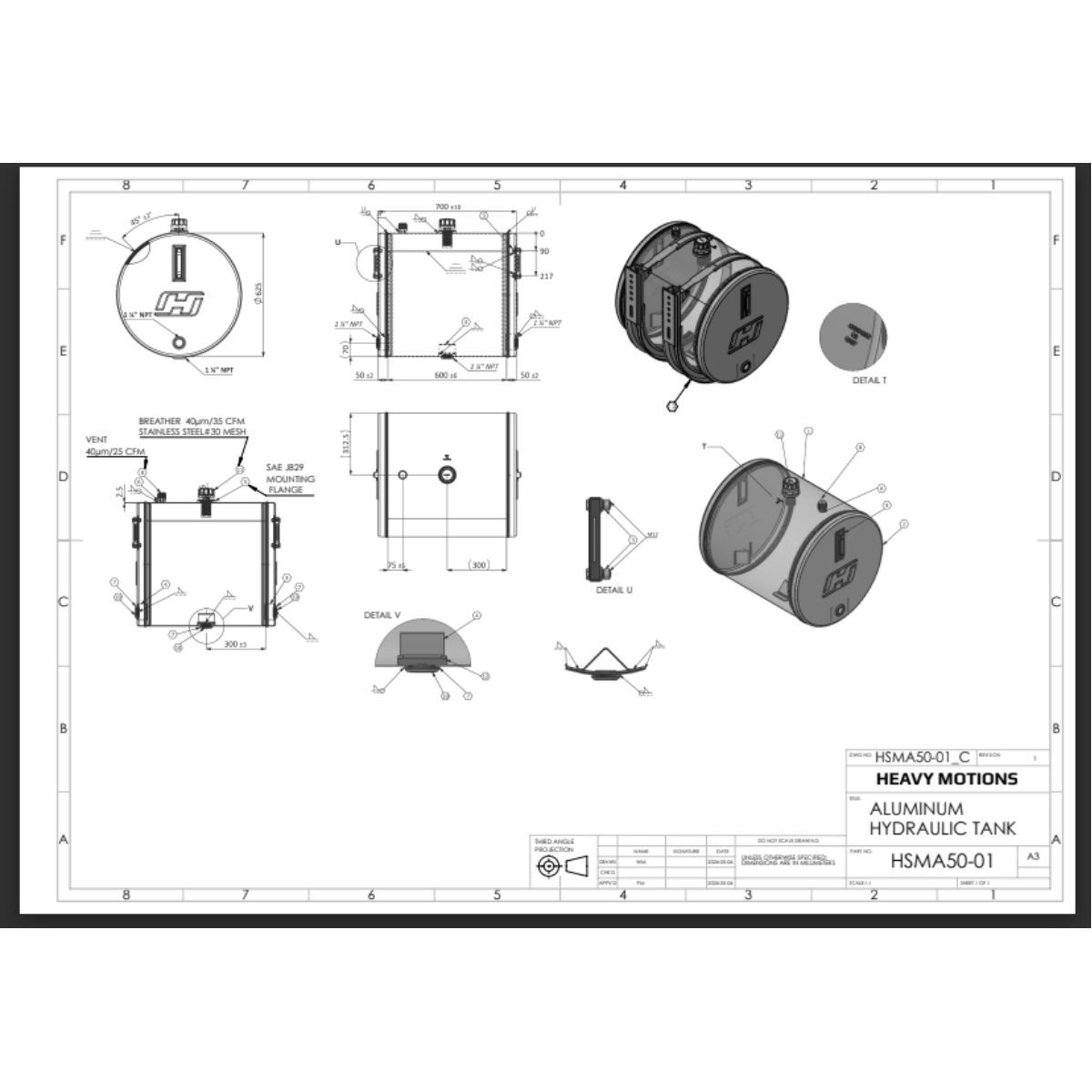 50-Gal Saddle Mount Aluminum Hydraulic Tank