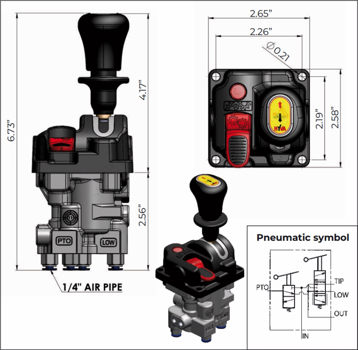Hyva Tip Control 02119020 - Hold in Raise/Hold in Lower w/PTO Kickout