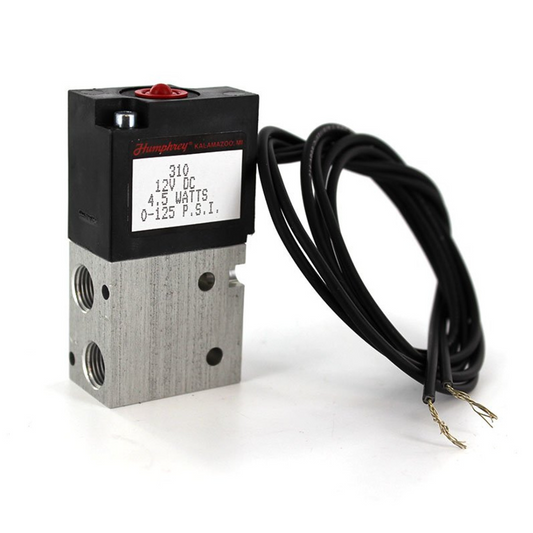 1/8" 3-way port valve, Norm Closed, Spring return, w/ 24" Lead