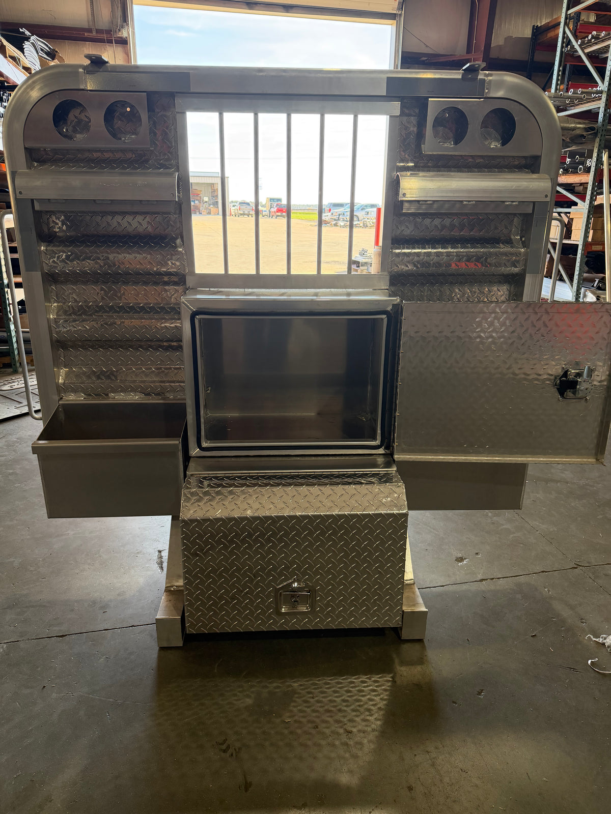 Heavy-Duty Aluminum Headache Rack with Dual Toolboxes!
