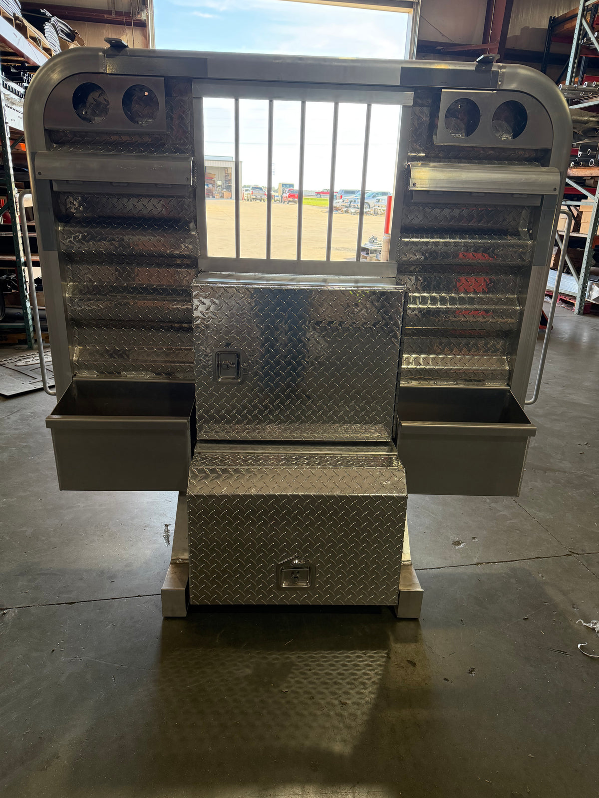 Heavy-Duty Aluminum Headache Rack with Dual Toolboxes!