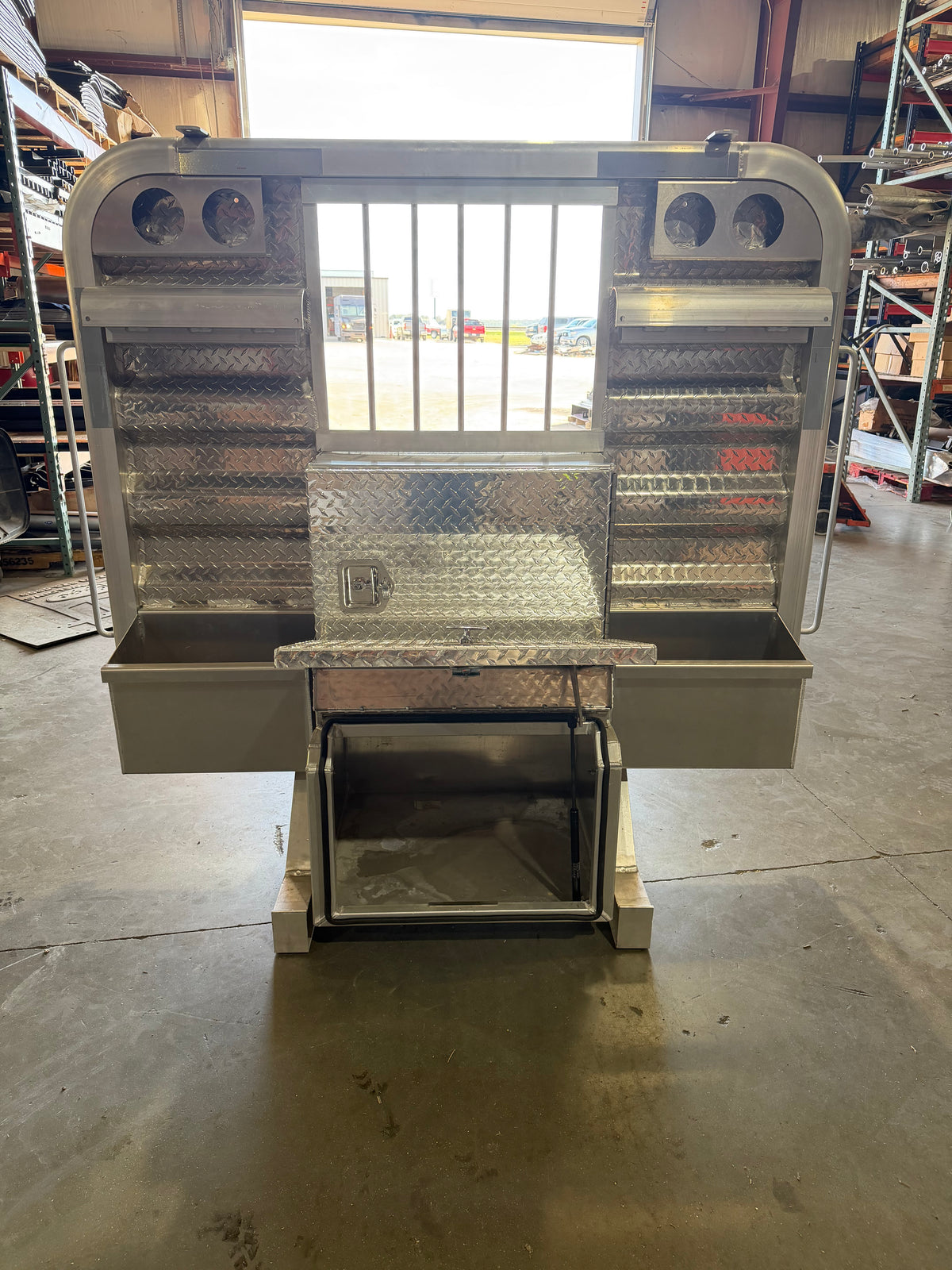 Heavy-Duty Aluminum Headache Rack with Dual Toolboxes!